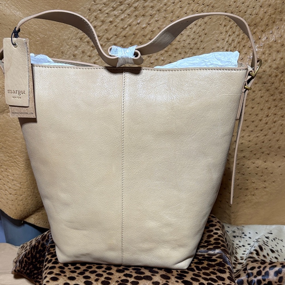Margot Cream Leather Hobo Bag